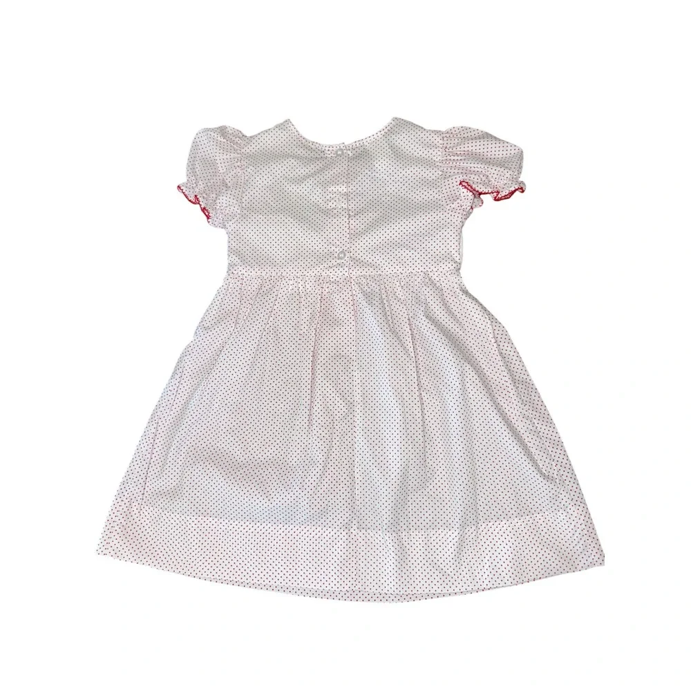 Classic Whimsy Girls 4T Smocked Heart Polka Dot Dress Red White Valentines Day